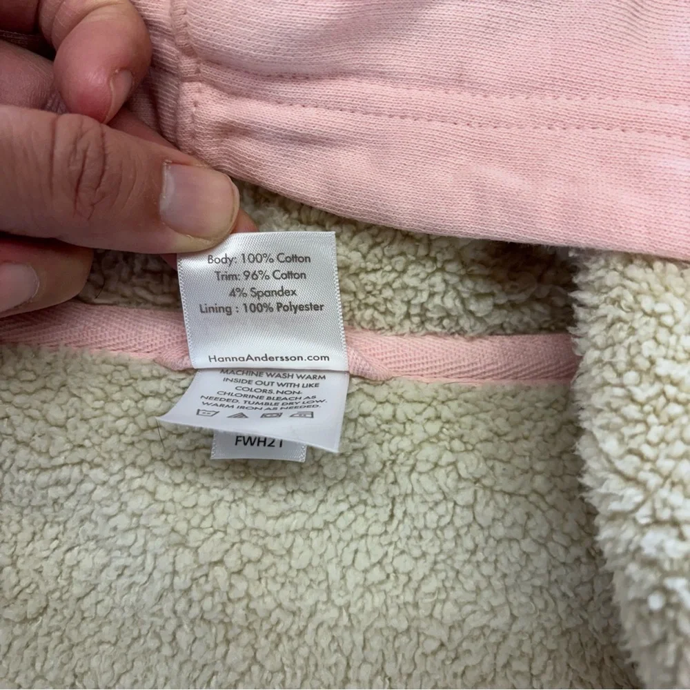 Hanna Kids Girls Pink Sherpa Lined Zip Up Hoodie Sweater Jacket Size‎ 110/5